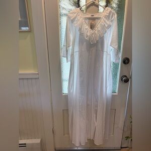 Delfina White Ruffled Maxi Dress Made in Italy 100% Cotton Made in Italy